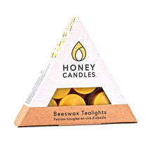 Honey Candles -Beeswax Tealight Candles Triangle 6 Pack - Refill with a Glass Cup