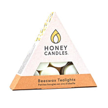 Honey Candles -Beeswax Tealight Candles Triangle 6 Pack - Refill with a Glass Cup