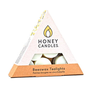 Honey Candles -Beeswax Tealight Candles Triangle 6 Pack - Refill with a Glass Cup